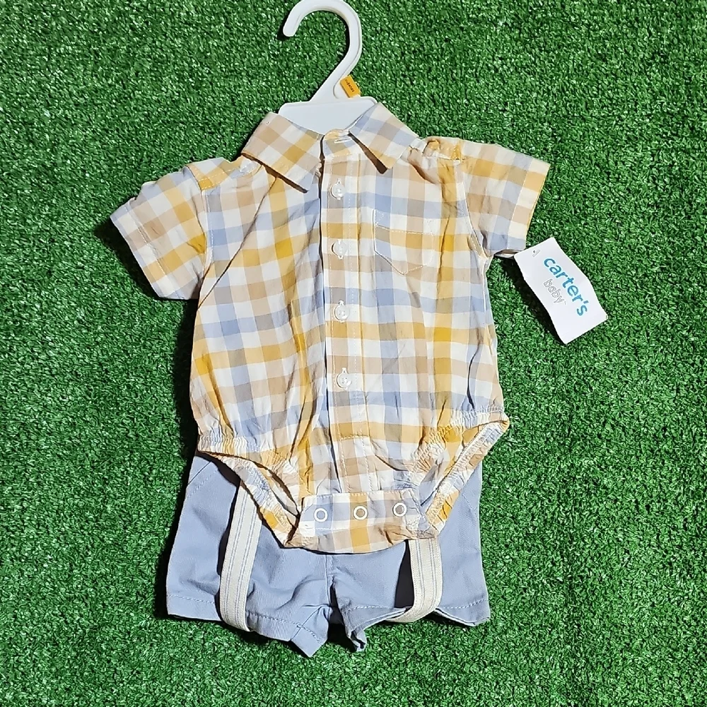 Carter's Yellow and Blue Checkered Baby Outfit